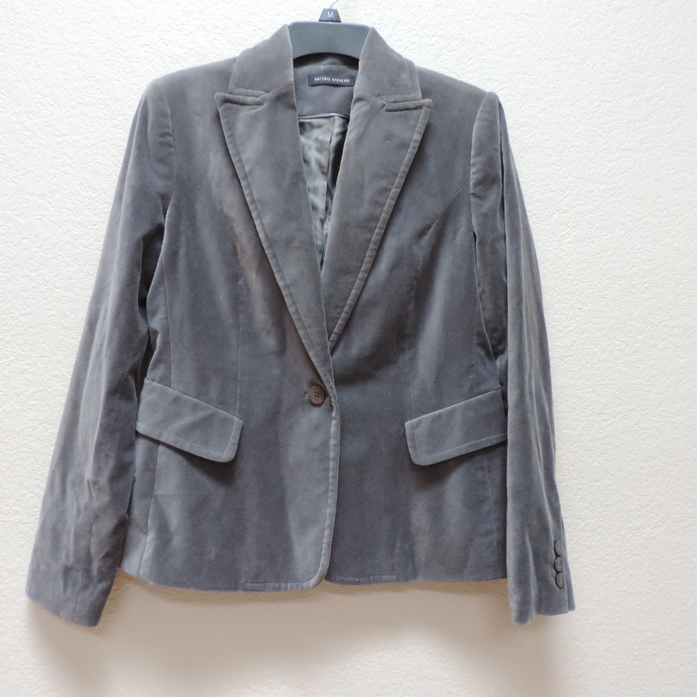 grey velvet soft blazer women's jacket size 4